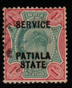 INDIA-PATIALA SGO32 1906 1r GREEN & CARMINE USED