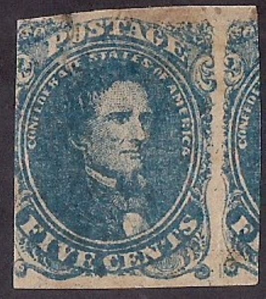 CSA #4 Mint single w lg portion of stamp at R, stains, HR flts but great price!