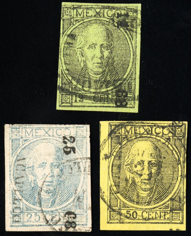 Mexico Stamps # 47-9 Used VF Scott Value $100.00