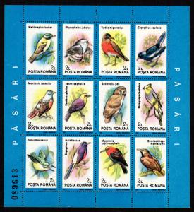 Romania - Mint Miniature Sheet of 12 Scott #3692 (Birds)