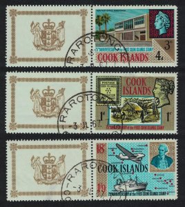 Cook Is. First Cook Islands Stamps 3v Labels 1967 CTO SG#222=225