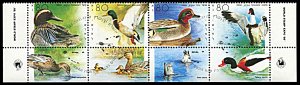 Israel 1025, CTO, Ducks, World Stamp Expo '89 strip of 4 with tabs