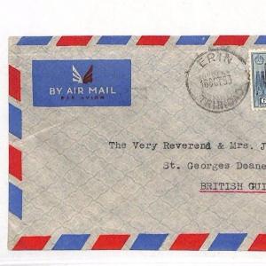 AJ92 1953 Trinidad & Tobago *ERIN* CDS Postmark Cover British Guiana {samwells}