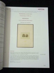 AUCTION CATALOGUE 2012 RHODESIA DOUBLE HEAD THE 'ALAN URIA' COLLECTION