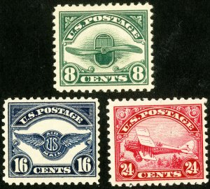 US Stamps # C4-6 MLH VF Airmail Scott Value $142.00