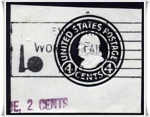 ♦SC#U440 4¢ Franklin Cut Square (1940 World's Fair Cancel) 