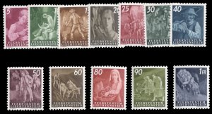 Liechtenstein #247-258 Cat$110, 1951 Designs, complete set, never hinged