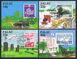 Palau 164-167,168,MNH. Japanese links to Palau,1987.Locomotive,Ships,Plane,Bird.
