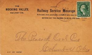 US The Hocking Railroad Co Railway Service Message 1917