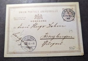 1893 British Hong Kong Postcard Cover to Kreuzlingen Germany