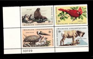 US 1972 Sc# 1464-7  8 c Wildlife Conservation  Mint NH Plate Block of 4