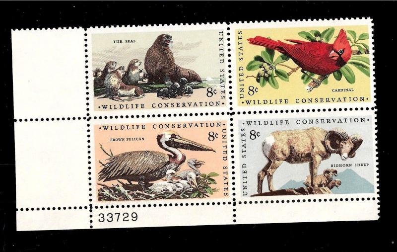 US 1972 Sc# 1464-7  8 c Wildlife Conservation  Mint NH Plate Block of 4