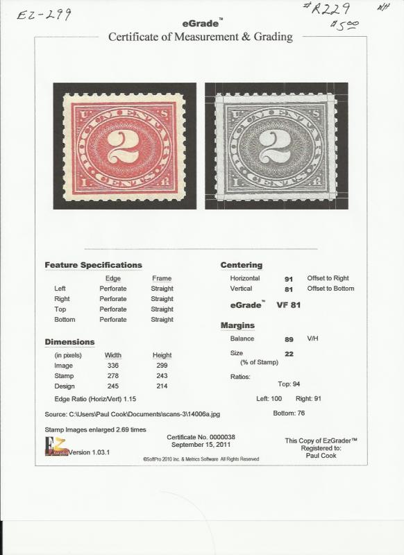 # R229 MINT NEVER HINGED VF+