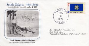 SOUTH DAKOTA 40TH STATE ADMITTED TO THE UNION,  PIERRE, SD  1977  FDC17316