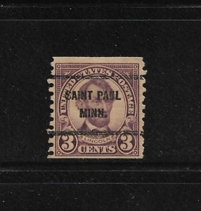 US Bureau Precancels: Saint Paul, MN, #600-61; 3¢ coil 1923; PSS CV $1