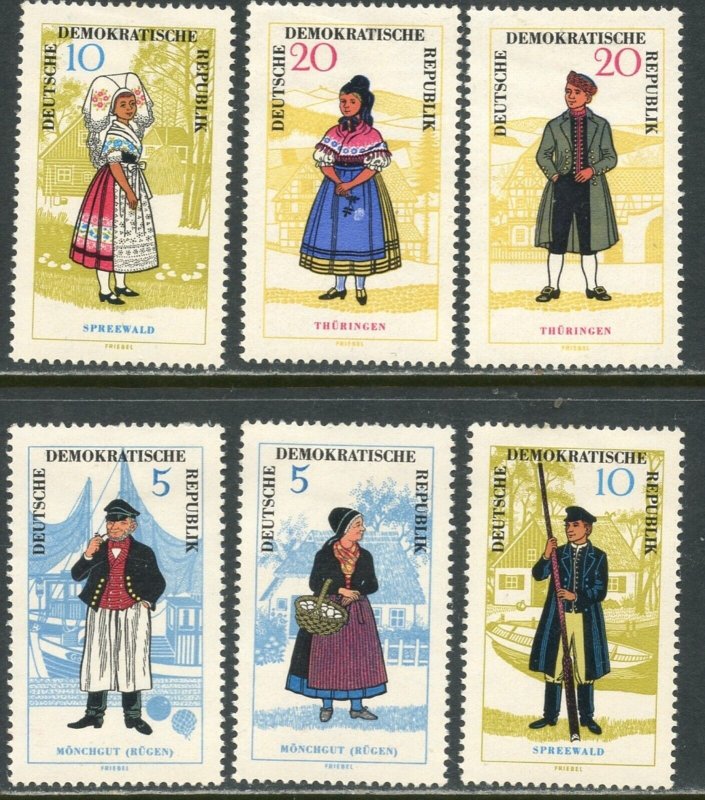 GERMANY DDR GDR Sc#739-744 1964 Regional Costumes Complete Set OG MH*
