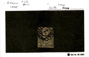 Saxony - Germany, Postage Stamp, #12 Used, 1855 King John I (AD)