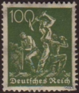 German Reich 1921 Sc#172 100f Green Miners Mint