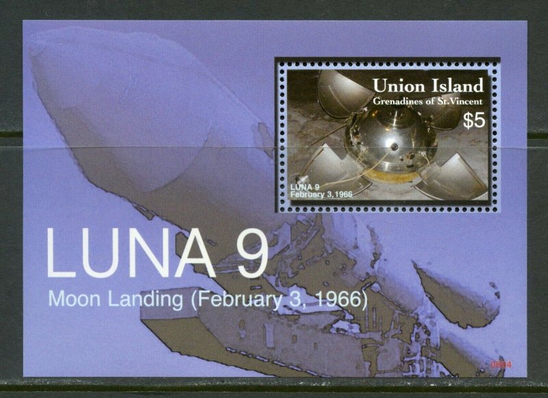 UNION ISLAND LUNA 9 MOON LANDING SOUVENIR SHEET MINT NH