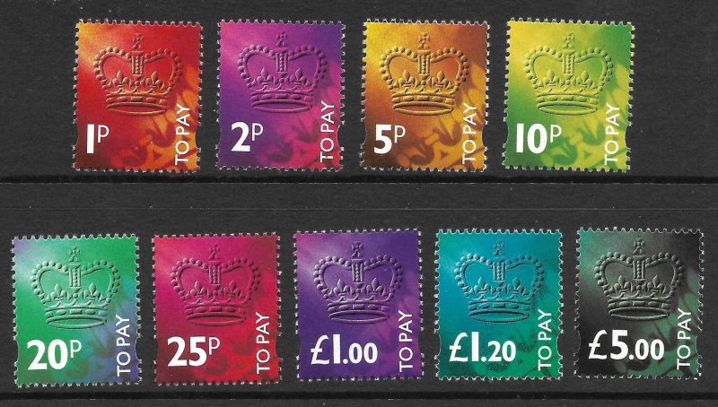 Doyle's_Stamps: Nice MNH British 1994 Postage Due Set #J104** to #J112**