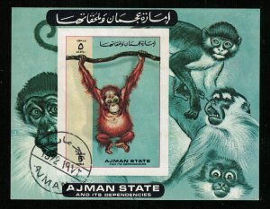 1973, Airmail - Apes and Monkeys, Ajman, 5D, Block (RT-1367)