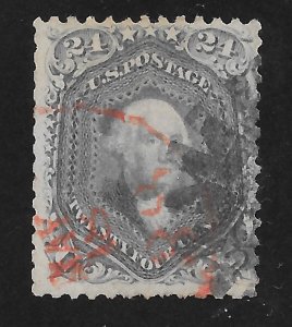 78 Used,  24c. Washington, Red Cancel, scv: $400, FREE INSURED SHIPPING