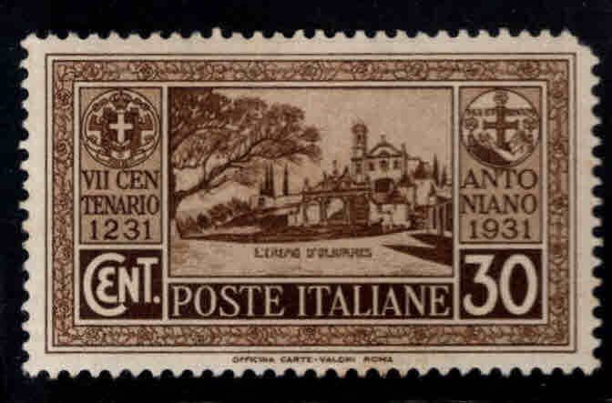 ITALY Scott 260 MH*  1931 Saint Anthony of Padua stamp clipped corner
