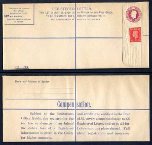 RP51 KGVI 4 1/2d Registered Envelope Size H2  No Value in Box MINT