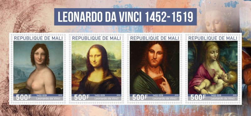 Stamps. Art, painting, Leonardo Da Vinci 2021 8 sheets perforated ** MNH