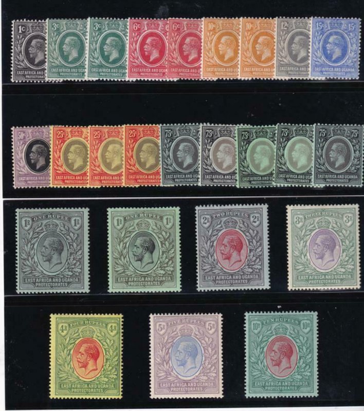 East Africa Uganda 1912-1918 SC 40-54 and color Varieties MLH Set 