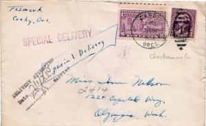 United States Oregon Canby 1938 numeral duplex  3c Washington and 10c Motorcy...