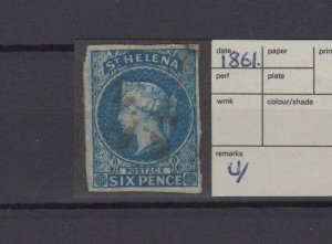 St Helena QV 1856 6d Blue Imperf SG1 Fine Used JK6282