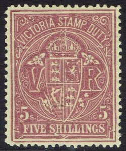 VICTORIA 1884 STAMP DUTY 5/-