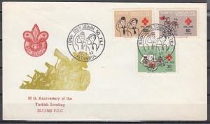 Turkey, Scott cat. 1547-1549. 50th Scout Anniversary issue. First Day Cover.