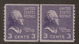 UNITED STATES SC# 842 VF MNH 1939 Joint Line Pair