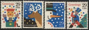 US 1993 Sc 2791-94 Used set of four 29c  VF - Christmas Greetings