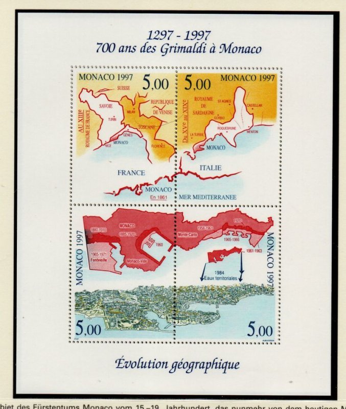 Monaco Sc 2054 1997 Geography of Monaco stamp sheet mint NH