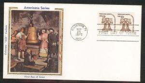 1618 FDC Liberty Bell coil pair COLORANO SILK Cache U/A