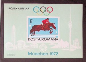 ROMANIA Sc C187(NOTE) NH IMPERF SOUVENIR SHEET OF 1972 - OLYMPICS