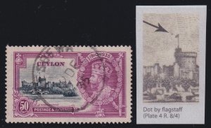 Ceylon, SG 382h, used Dot by Flagstaff variety