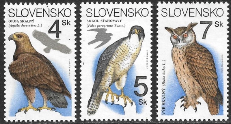 SLOVAKIA 1994 RAPTORS Birds Set Sc 184-186 MNH