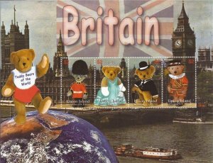 Union Island Grenadines - Teddy Bears Britain Stamps - Sheet of 4 Stamps MNH