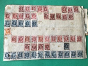 Belgium pre cancel stamps on 2 old album part pages Ref A8443