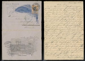 BRAZIL Letter Card Used 200 Reis to Germany c1896