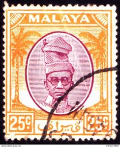 MALAYA PERAK 1950 25c Purple & Orange SG141 FU