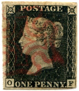 Penny Black (OF) with Red MX and 4 Good to Very Large Margins