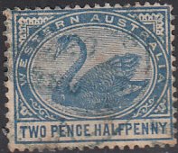 Western Australia 1890-93 used Sc 64 2 1/2p Swan