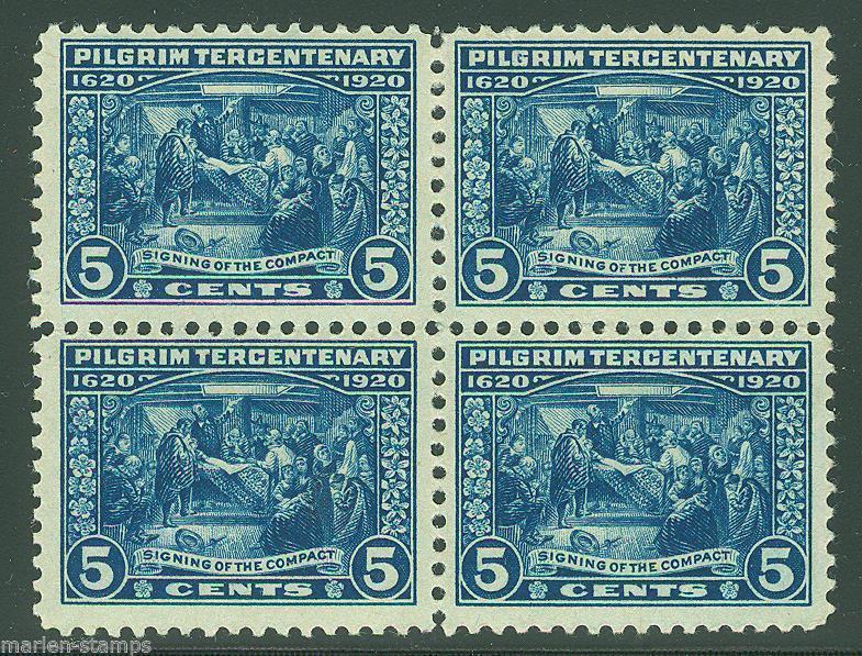 UNITED STATES  SCOTT#550 PILGRIM BLOCK OF FOUR MINT 2 VERY LH & 2 NH 