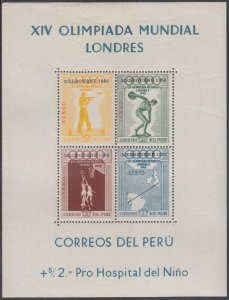 Peru C81a (Sheet of 4) Melbourne 1956 Overprint MNH *