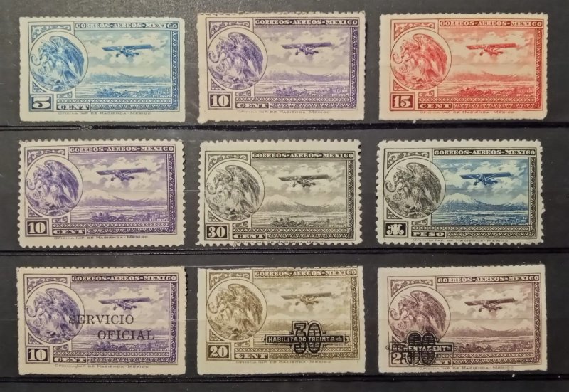 Mexico coat of arms & airplane 9pz airpost 1929 1930 MNH fair good as seen